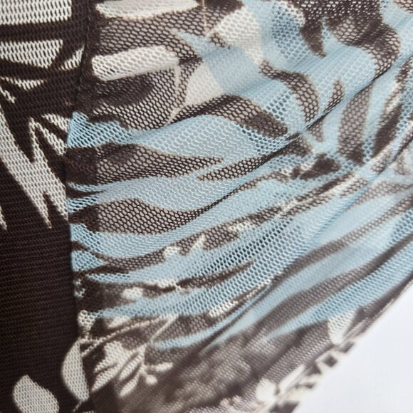 Biyaycda Brown Floral Y2K Sheer Overlay Lined Sleeveless Midi Dress 16W - Picture 6 of 10